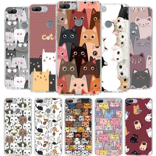 Cartoon Cute Cats Background Cover Phone Case for Huawei Y9 Y5 Y6 Y7 2019 Honor 9 10 Lite 9X 8X 8A 8S 7X 7A 20 Pro 10i V20 Coque