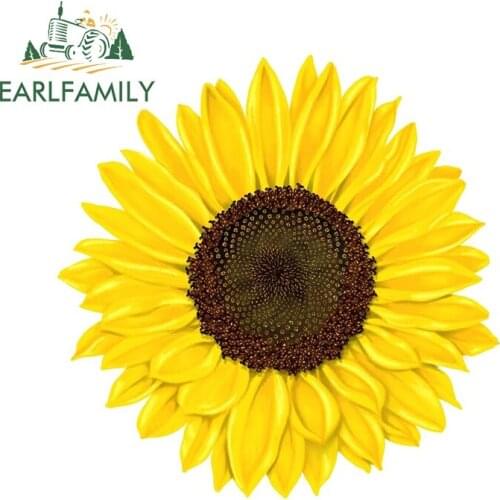 EARLFAMILY 13cm x 13cm For Yellow Sun Flower Car Repair Decals Vinyl Material Stickers Fashion DIY Vinyl Car Wrap Graffiti Decor