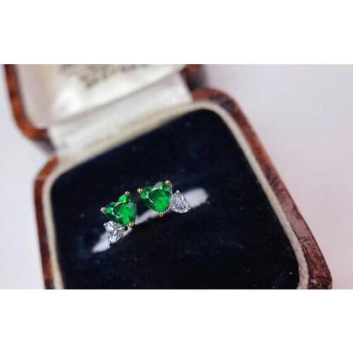 Romantic elegance heart Peach Natural green diopside stud earrings S925 silver natural gemstone earrings girl party gift jewelry