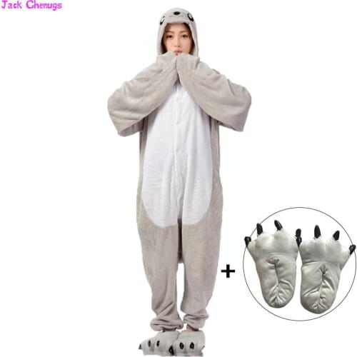 Cute Sea lions Kigurumis Animal Onesies Homewear Women Pajame Witner Flannel Sleepwear Onesie Cartoon Sleep Unisex Clothing