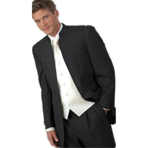 Sets Tunic Men Suit Stand Collar Classic Blazer Design Business Custom Formal Male Cotton Mens Suits Sets Costume Homme костюм