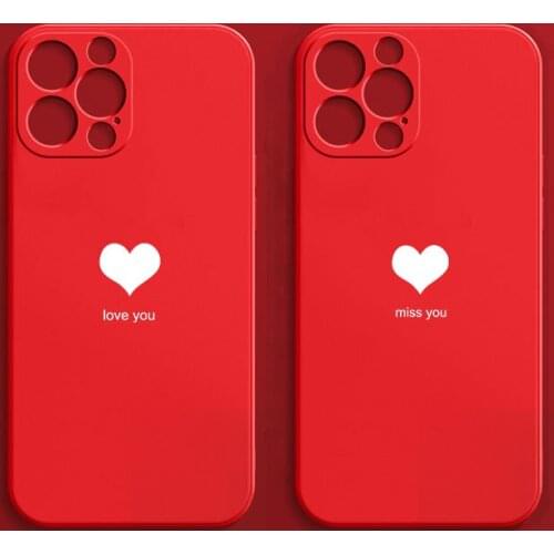INS love Couples red Phone Case For iPhone 13 13pro 12 11 7 8 Plus X XR 11Pro XS Max Love Heart Soft TPU For iPhone 12 Cover