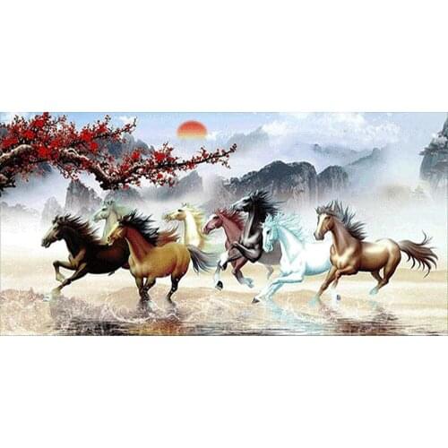 5D DIY diamond painting Animal Running Horses Diamond Embroidery Full Drill Cross Stitch Mosaic Crafts Kits Home Decor Gift