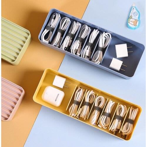 Cable Management Desktop Data Line Storage Box Mobile Phone Charger Organizer Power Cords Dustproof Container For Home Storage