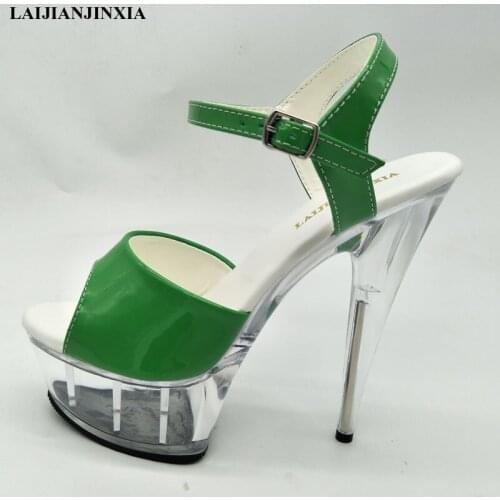 LAIJIANJINXIA New 15 CM High-Heeled Crystal Sandals Nightclub Dance Shoes Pole Dancing Shoes Model High Heels Womens Shoes