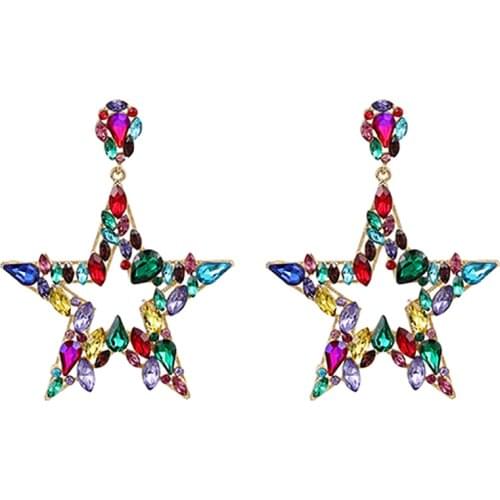 ZHINI New Rhinestones Fashion Jewelry Personality Punk Love Big Heart Dangle Drop Earring Statement Earring 2021 pendientes