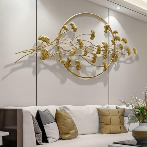New Chinese style light luxury ginkgo wall decoration sitting room sofa background room decor