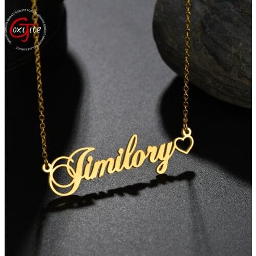 Goxijite Name Necklace For Women Customized Love Heart Letter Name Choker Necklaces Stainless Steel Jewellry Accessaries