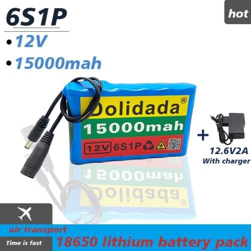Portable Super 12V 15000mah battery Rechargeable Lithium Ion battery pack capacity DC 12.6v 15Ah CCTV Cam Monitor + charger