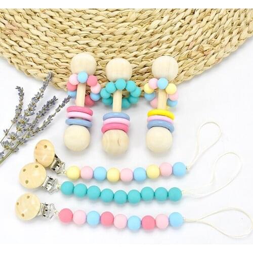 Baby Teether Pacifier Clip Bracelets Food Grade Silicone Teething Soother Chewable Nipple For Baby Comfort Accessories