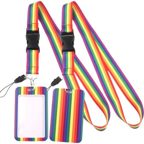 LT114 LGBT Gay Rainbow Lanyards for Key Neck Strap lanyard card ID Holder Gym Key Chain Key Holder DIY Hang Rope Key Rings Gifts