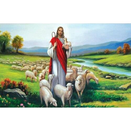 Needlework Full Diamond embroidery Jesus' sheep Square Diamond painting cross stitch Christian series Rhinestone Mosaic picture
