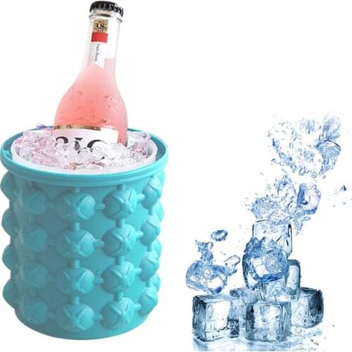 Silicone Ice Cube Maker Ice Cube Mold Tray Portable Bucket Wine Ice Cooler Beer Cabinet Kitchen Drinking Whiskey Freeze Tools