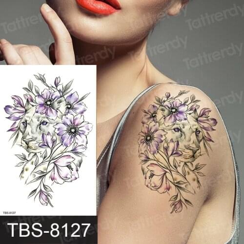 Tatouage temporaire femme flower tatoo stickers for girls women sexy body art animals rose wolf tatoo fake waterproof arm sleeve