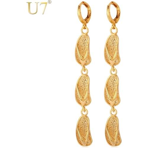 U7 Long Earrings For Women Party Gift Trendy Gold/Silver Color Cute Sandals Earings Fashion Jewelry Hot E667