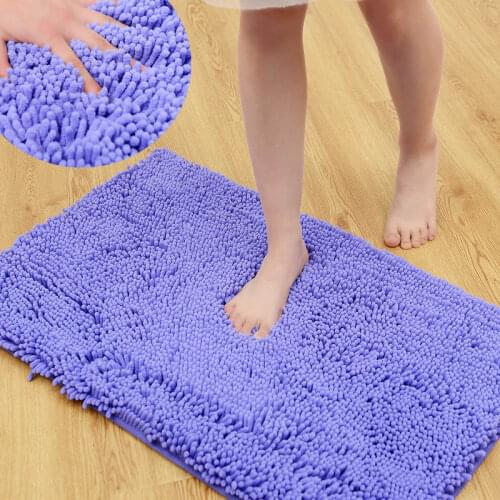 Thicken Chenille Bath Mat Microfiber Water Absorbent Bathroom Carpet Anti Slip Floor Mat for Living Room Bedroom Kitchen Rugs