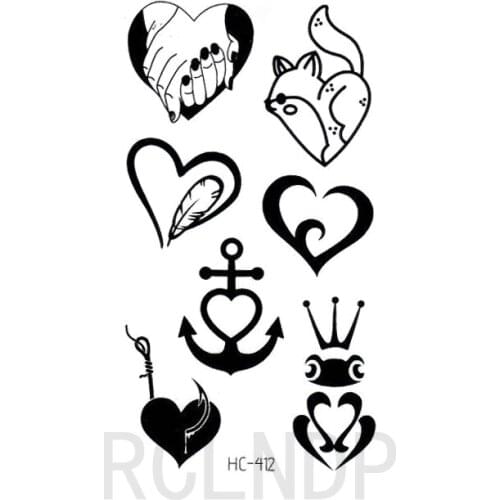 Waterproof Temporary Tattoo Sticker Love Heart Shape Crown Squirrel Feather Anchor Flash Tatoo Fake Tatto Art for Women Men