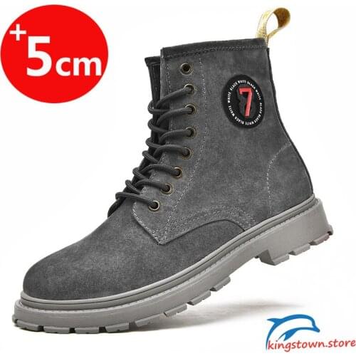 Height Boots Leather Boots Men Shoes Elevator Shoes Height Increasing Shoes Height Boots Winter Tactical Military Combat Boots