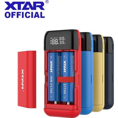 XTAR Power Bank Charger PB2S QC3.0 Type-C INPUT 2021 NEWST USB Charger 21700 20700 18700 18650 Battery LCD Fast Battery Charger