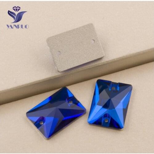 YANRUO 3250 All Sizes Capri Blue Sew On Strass Rectangle Flatback Crystal Rhinestone Sewing For Garment