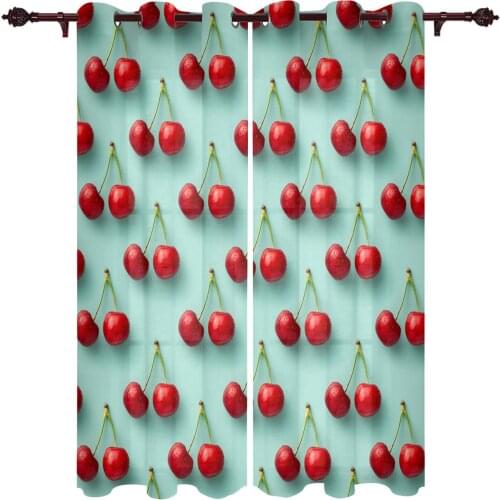 Living Room Curtains Summer Cherry Simple Modern Home Decor Bathroom Kitchen Bedroom Balcony Floor Valance Curtains