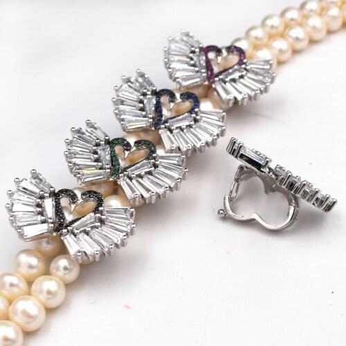 High-grade zircon micro inlay diy classic double swan 2row fasteners buckle fashion long sweater chain link clasp accessories
