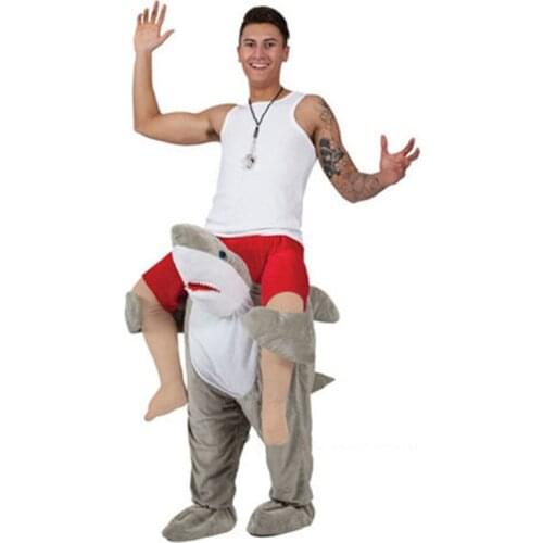 Woman Men Party Shark Ride on Me Magic Pants Walking Mascot Christmas Halloween Cosplay Costume Animals Carry Back Fake Legs