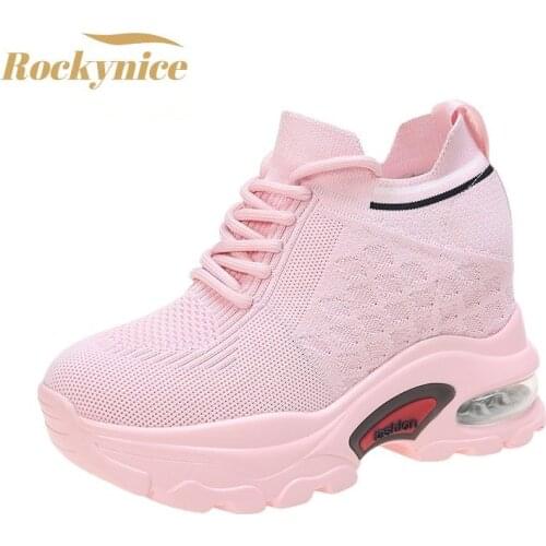 Summer Breathable Mesh Shoes 2021 Women Chunky Sneakers Platform Casual Shoes Wedge Trainers Female Vulcanized Shoes Woman 8.5cm