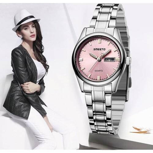 Wholesale Fashion Trend Womens Watch Calendar Monochrome Dial Steel Belt Quartz Watch