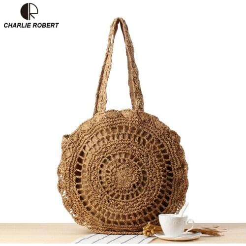 2019 Straw Bags Women New Summer Rattan Shoulder Bag Handmade Casual Tote Woven Beach Hollow Out Bohemia Handbag Bali Box