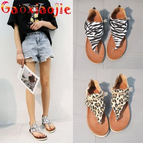 Gaoxiaojie Women 2021 Summer New Comfortable Casual Flat Beach Shoes Sexy Leopard Print Flip-Flops Woman Non-Slip Sandals Shoes