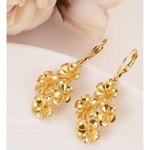Gold flower drop earring Ethiopian/Nigeria/Kenya /Ghana Gold color Dubai african Arab Middle Eastern Jewelry Mom girl Gifts