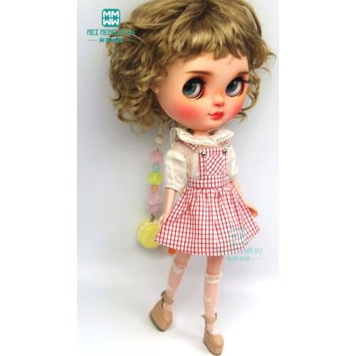 1PCS Blyth clothes fashion denim strap dress pink, red, blue for Blyth Azone 1/6 doll accessories