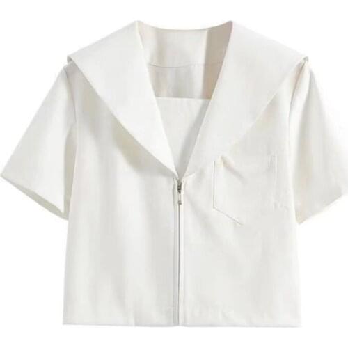 2021 Japanese School Short Sleeve White Sailor Suit T-shirt Sapporo Lapel Kanto Kansai Lapel Nagoya Lapel JK Uniforms Basic Tops