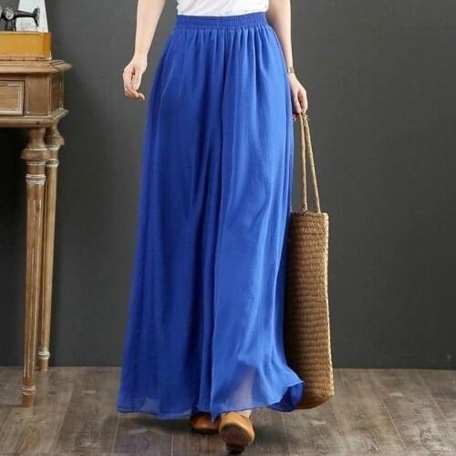 2021 Summer Solid Flare Trousers Elegant Wide Leg Pants Women Casual High Waist Chiffon Long Pantalon Pants Streetwear X173