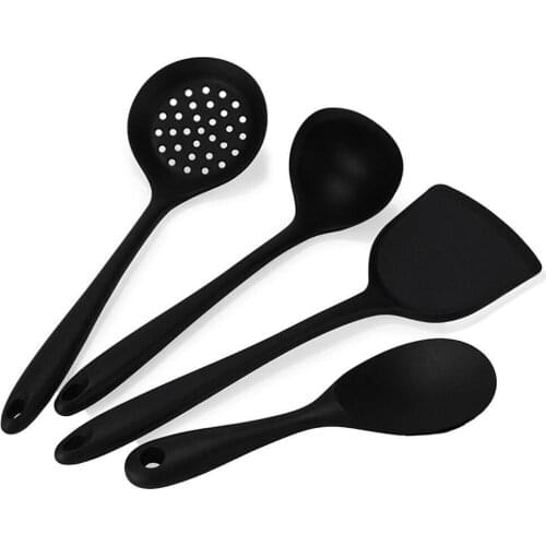 4Pcs/Set Non-Stick Heat Resistant Silicone Kitchen Cooking Shovel Ladle Utensils Set