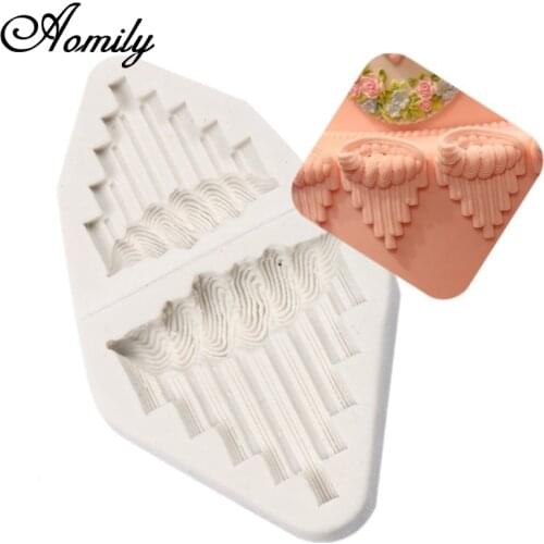 Aomily Ruffle Lace Silicone Cake Mold Sugarcraft Fondant Chocolate Skirt Fringe Mould Nonstick Kitchen Baking Decorating Tools