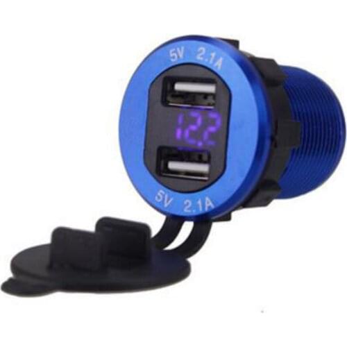 New Car 12v Dual USB Charger Adapter 4.2A Fast Charging Digital LED Voltmeter Aluminum Alloy Dual USB Modified Car Charger