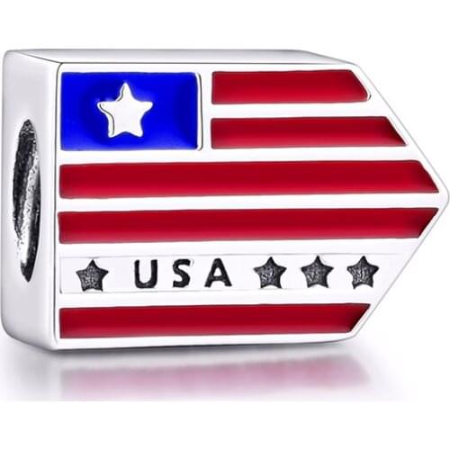 CKK 925 Sterling Silver USA Icon Epaulet Charms Beads for Jewelry Making Fit Pandora Bracelets DIY Accessories kralen