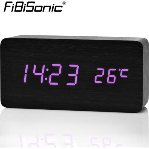 FiBiSonic Upgrade LED Alarm Clocks Despertador Temperature Sounds Control LUMINOVA LED Display Desktop Digital Table Clocks