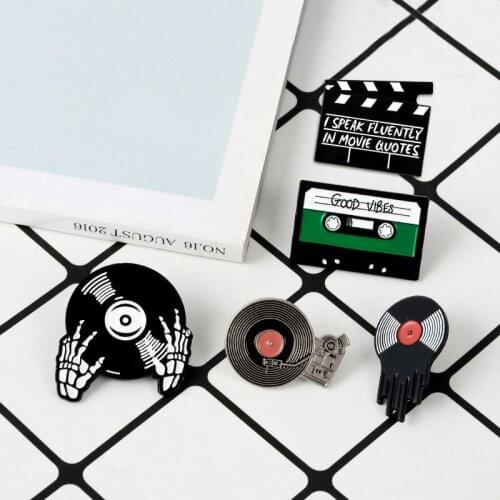 Good Vibes Tape DJ Vinyl Record Player Badge Brooch Lapel Pin Jeans Shirt Cool Jewelry Gift Punk Music Lovers Enamel Pin
