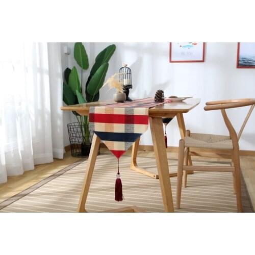HLQON European plaid modern table runner table cloth cabinet cover hotel bed runner cabinet cover party home hotel decoration