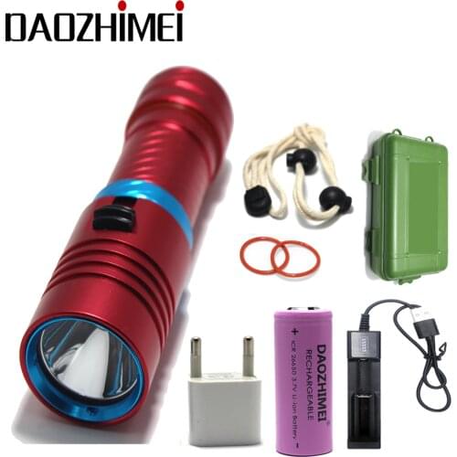 IPX8 Waterproof Dive Underwater 100 Meter Professional Diving Flashlight Torches White/Yellow Lamp Dive Light Camping Lanterna