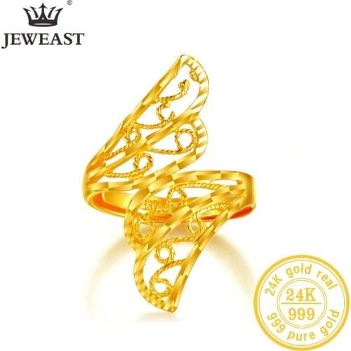 BTSS 24K Pure Gold Ring Real AU 999 Solid Gold Rings Elegant Shiny Beautiful Upscale Trendy Classic Jewelry Hot Sell New 2020