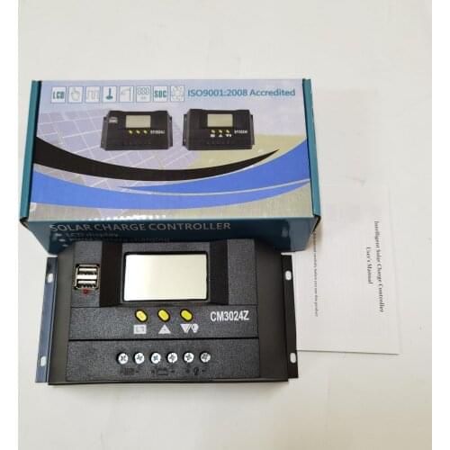 30A 12V 24V Auto Solar Panel Controller Regulator Charge Battery Protection Switch for PV System with 5V Dual USB CM3024Z