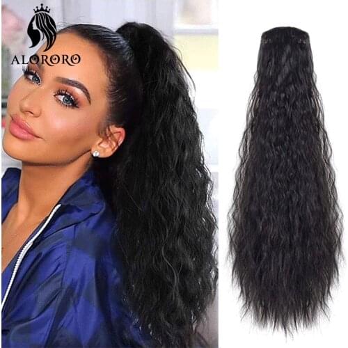 Kinky Curly Hairpiece Ponytail 22 inches Synthetic Long Yaki Ponytail Extensions Afro Pony Tail Hair Extensions Alororo