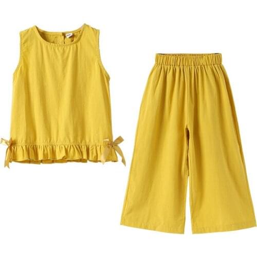 Girls Summer Fashion Clothing Set Childrens Vest + Wide Leg Pants 2 Piece Set Sleeveless Childrens Clothes Set