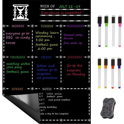 Magnetic Whiteboard for Fridge Refrigerator Whiteboard Dry Erase Whiteboard Flexible Fridge Board Weekly Planner With Free 8 Pen