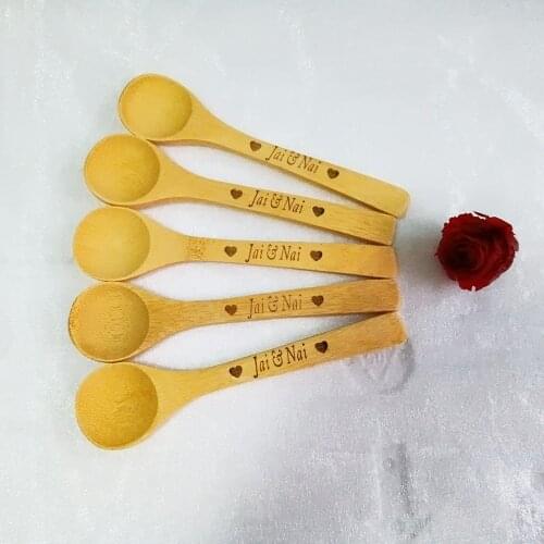 Personalized Engraved name Bamboo Spoon Birthday gifts Wedding Spoon Gift party decor Baby Honey Spoon Company Gifts