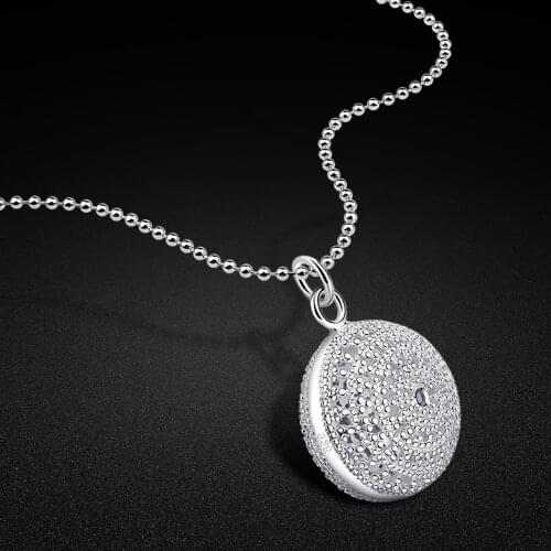 Fashion 925 Sterling Silver Necklace Womens Ball Pendant Solid Silver Beads Chain 46-76cm Size Popular ожерелье Free Shipping